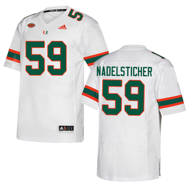 Adidas Miami Hurricanes #59 Alan Nadelsticher College Football Jerseys Sale-White
